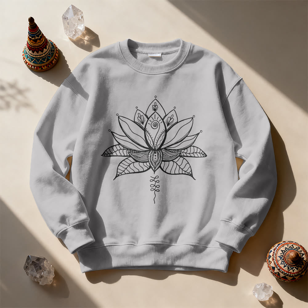 Olivenorma Lotus Bloom Yoga Meditation Sweatshirt - Grey - 2XL - image 5