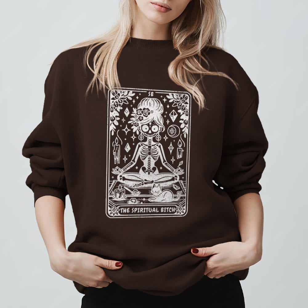 Olivenorma Spiritual Bitch Meditation Yoga Sweatshirt - Brown - 2XL - image 9