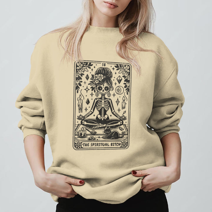 Olivenorma Spiritual Bitch Meditation Yoga Sweatshirt - LightYellow - 2XL - image 0