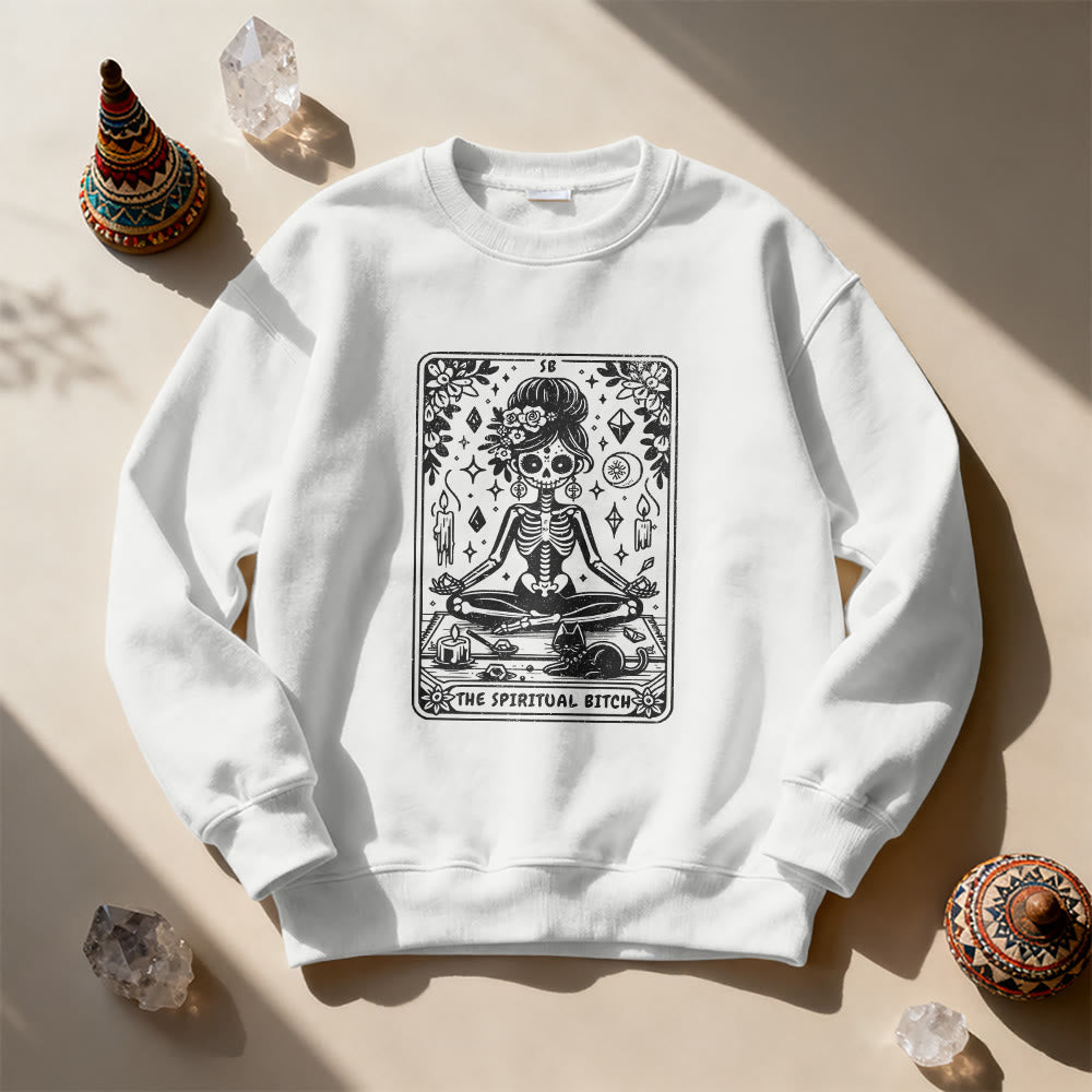 Olivenorma Spiritual Bitch Meditation Yoga Sweatshirt - White - 2XL - image 11