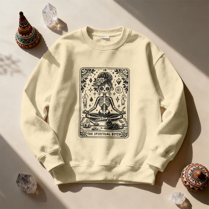 Olivenorma Spiritual Bitch Meditation Yoga Sweatshirt - LightYellow - 2XL - image 3