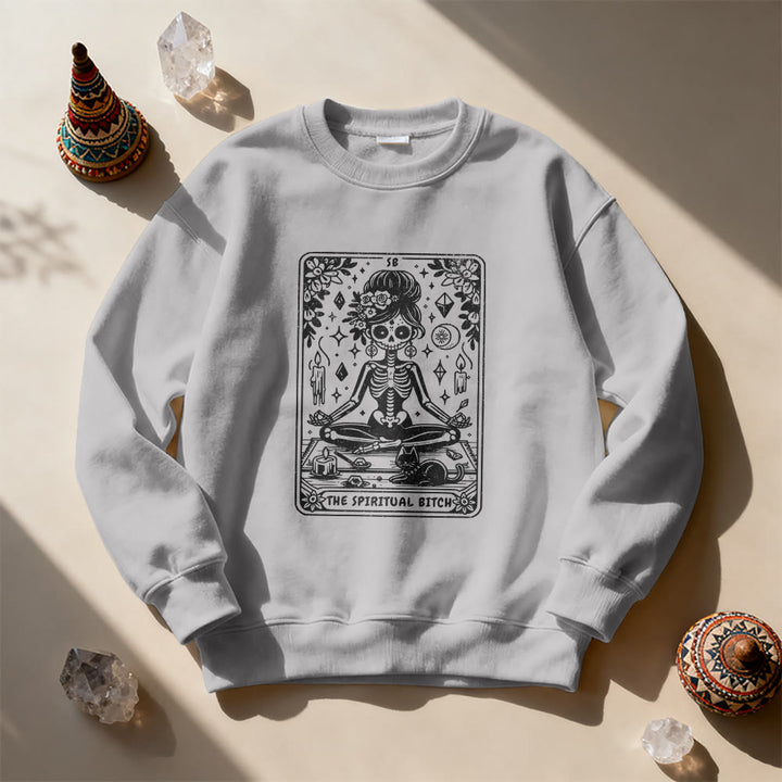 Olivenorma Spiritual Bitch Meditation Yoga Sweatshirt - Grey - 2XL - image 7