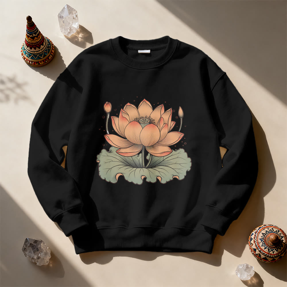 Olivenorma Lotus Bloom Yoga Meditation Sweatshirt - Black - 2XL - image 7