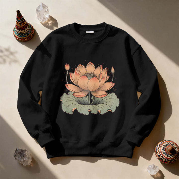Olivenorma Lotus Bloom Yoga Meditation Sweatshirt - Black - 2XL - image 7