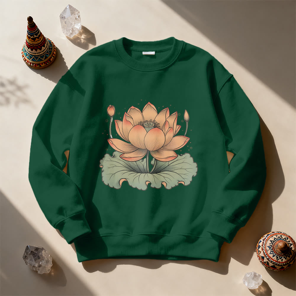 Olivenorma Lotus Bloom Yoga Meditation Sweatshirt - Green - 2XL - image 0