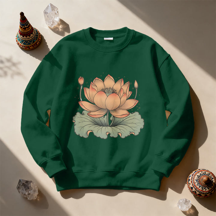 Olivenorma Lotus Bloom Yoga Meditation Sweatshirt - Green - 2XL - image 0