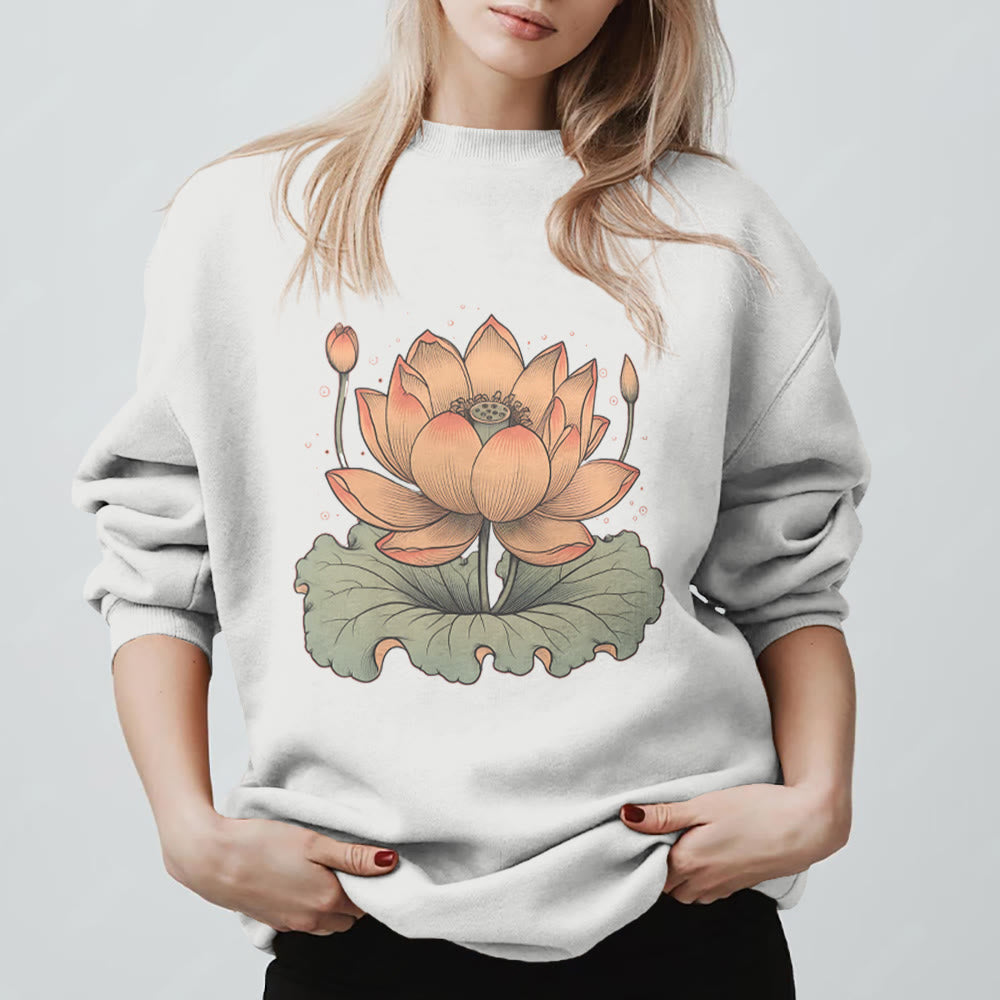 Olivenorma Lotus Bloom Yoga Meditation Sweatshirt - White - 2XL - image 1