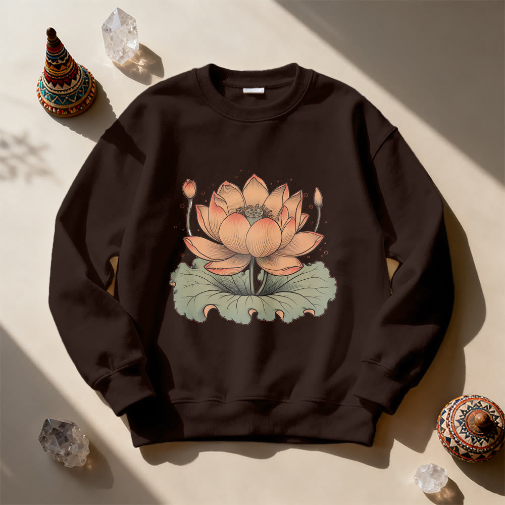 Olivenorma Lotus Bloom Yoga Meditation Sweatshirt - Brown - 2XL - image 11