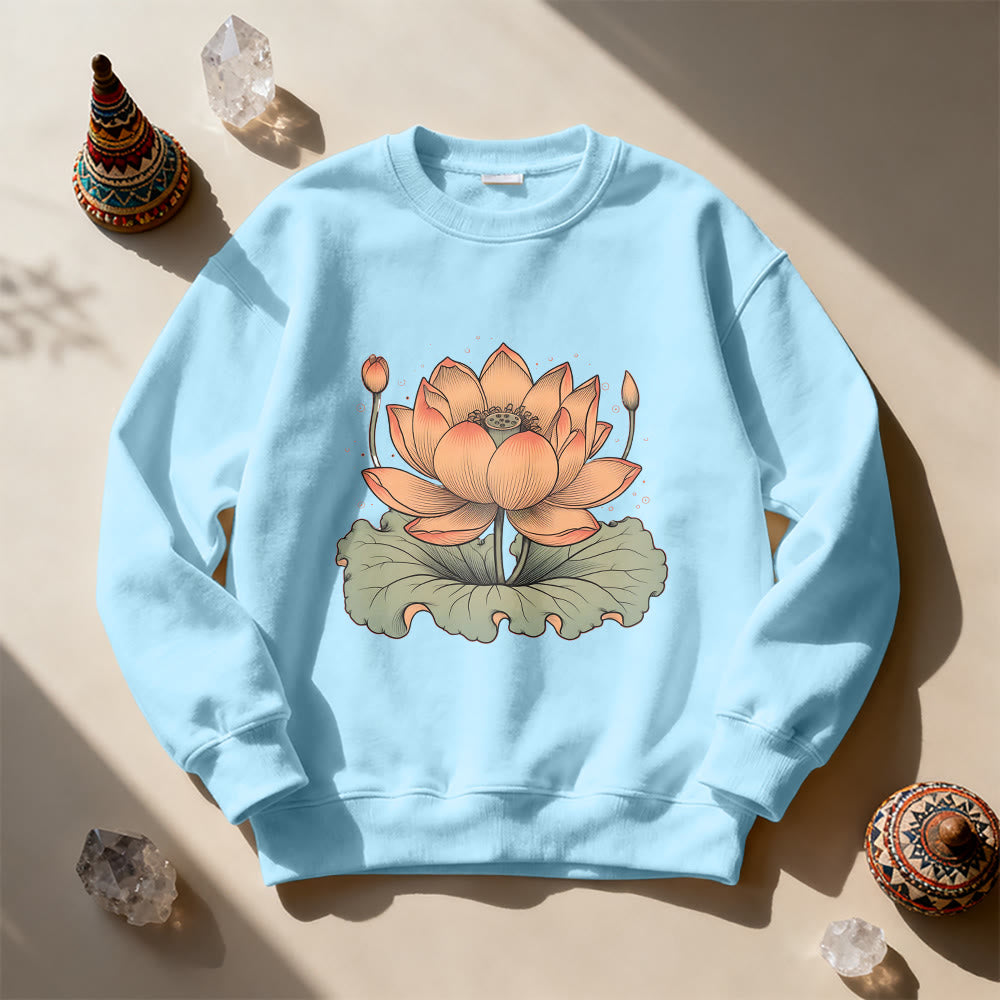 Olivenorma Lotus Bloom Yoga Meditation Sweatshirt - Blue - 2XL - image 15