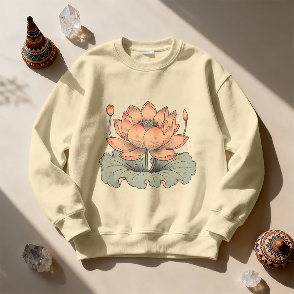 Olivenorma Lotus Bloom Yoga Meditation Sweatshirt - LightYellow - 2XL - image 5