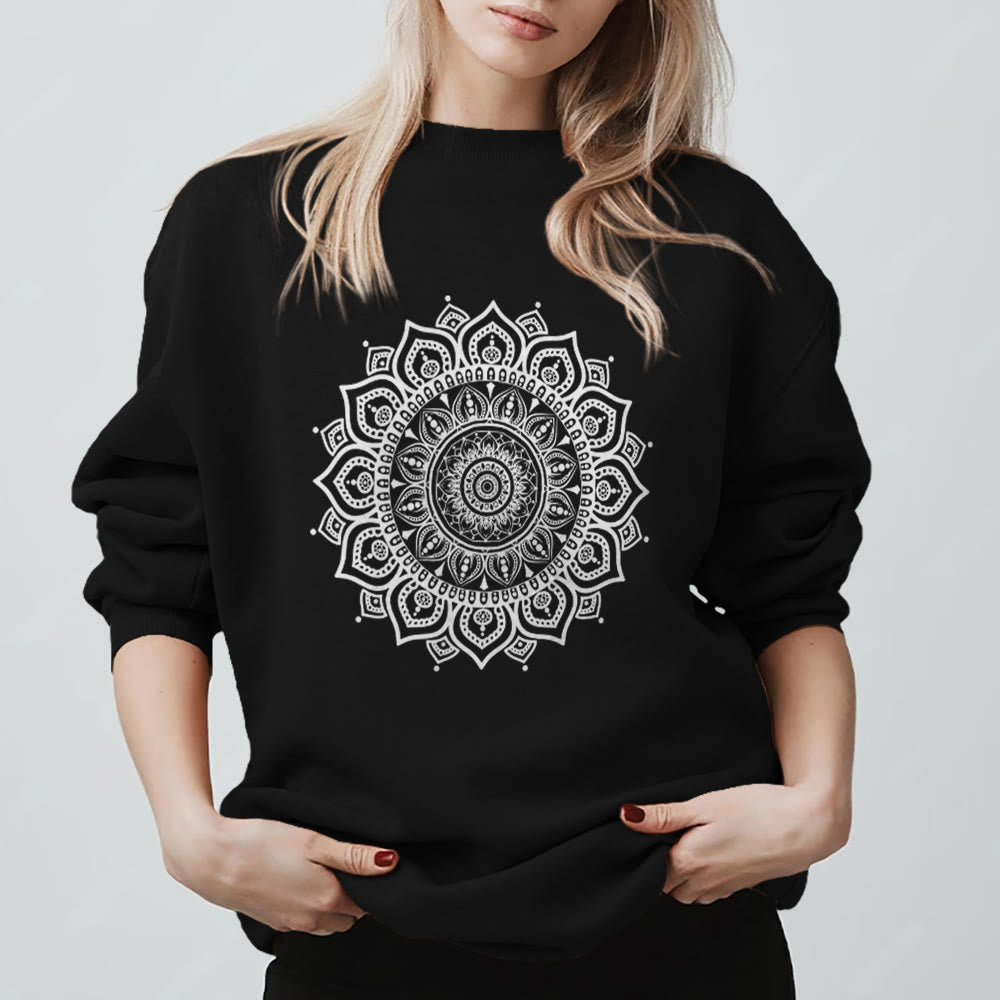 Olivenorma Zen Mandala Sacred Geometry Yoga Sweatshirt - Black - 2XL - image 7