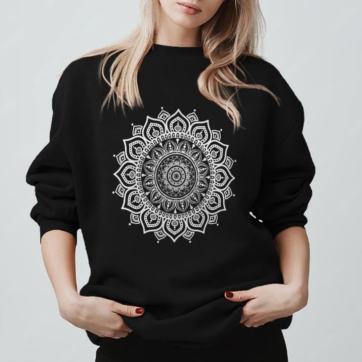 Olivenorma Zen Mandala Sacred Geometry Yoga Sweatshirt - Black - 2XL - image 7