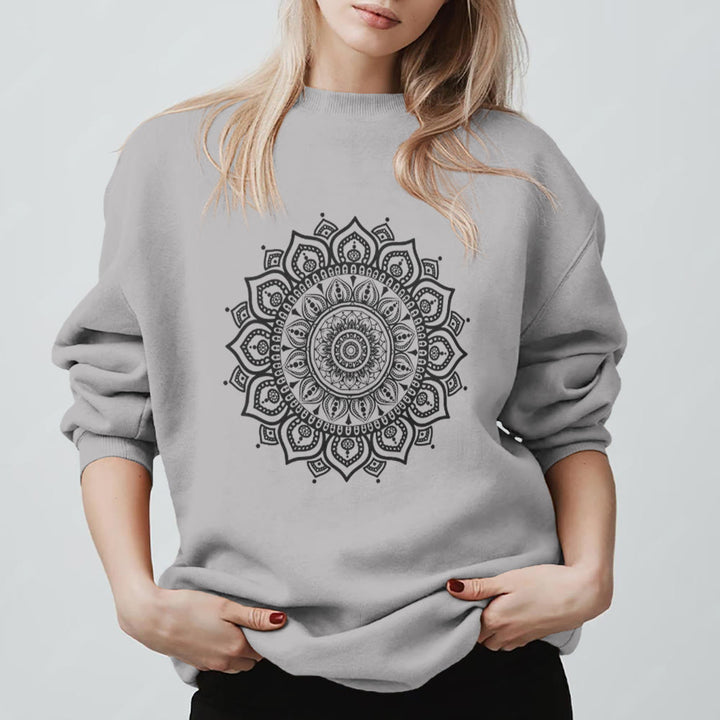 Olivenorma Zen Mandala Sacred Geometry Yoga Sweatshirt - Grey - 2XL - image 9