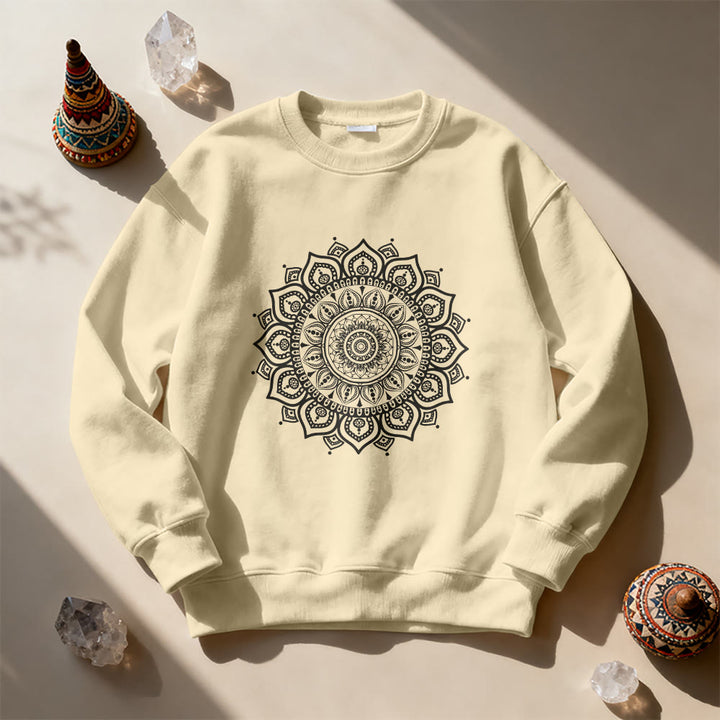 Olivenorma Zen Mandala Sacred Geometry Yoga Sweatshirt - LightYellow - 2XL - image 7