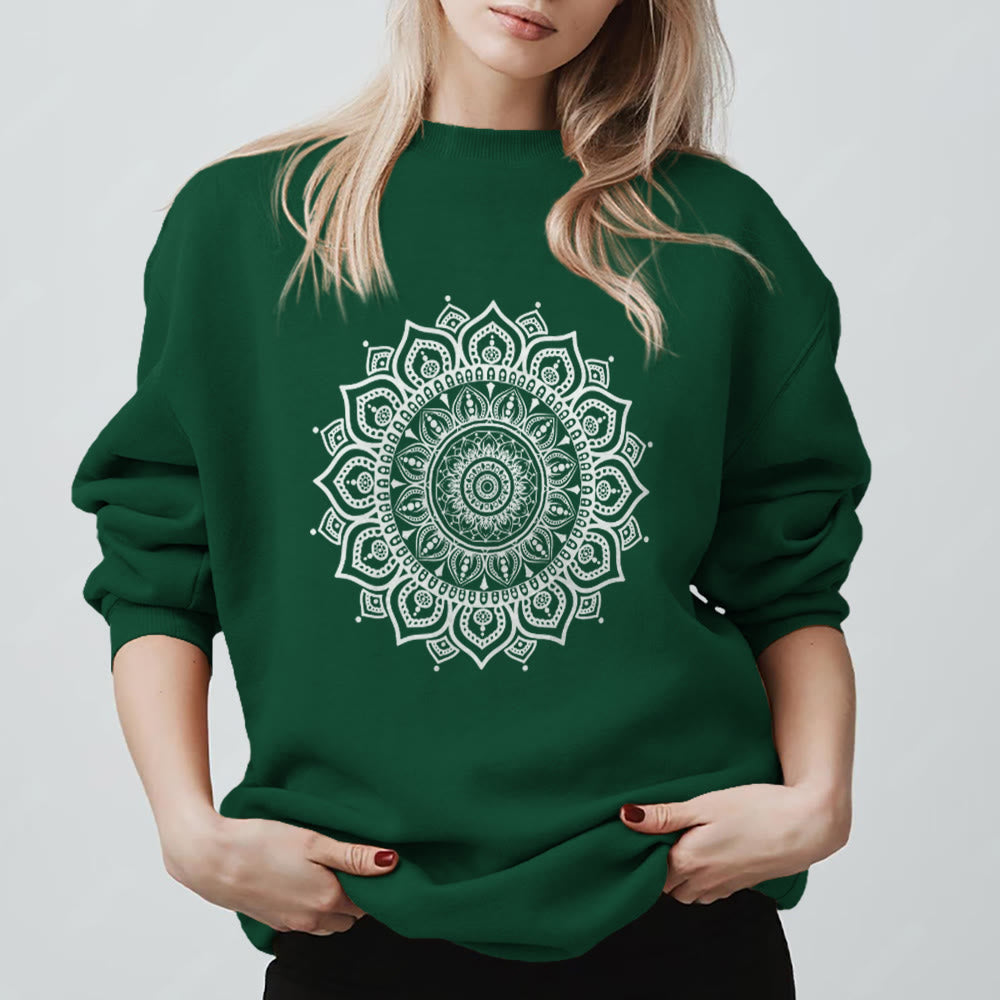 Olivenorma Zen Mandala Sacred Geometry Yoga Sweatshirt - Green - 2XL - image 11