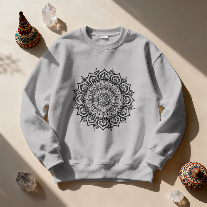 Olivenorma Zen Mandala Sacred Geometry Yoga Sweatshirt - Grey - 2XL - image 11