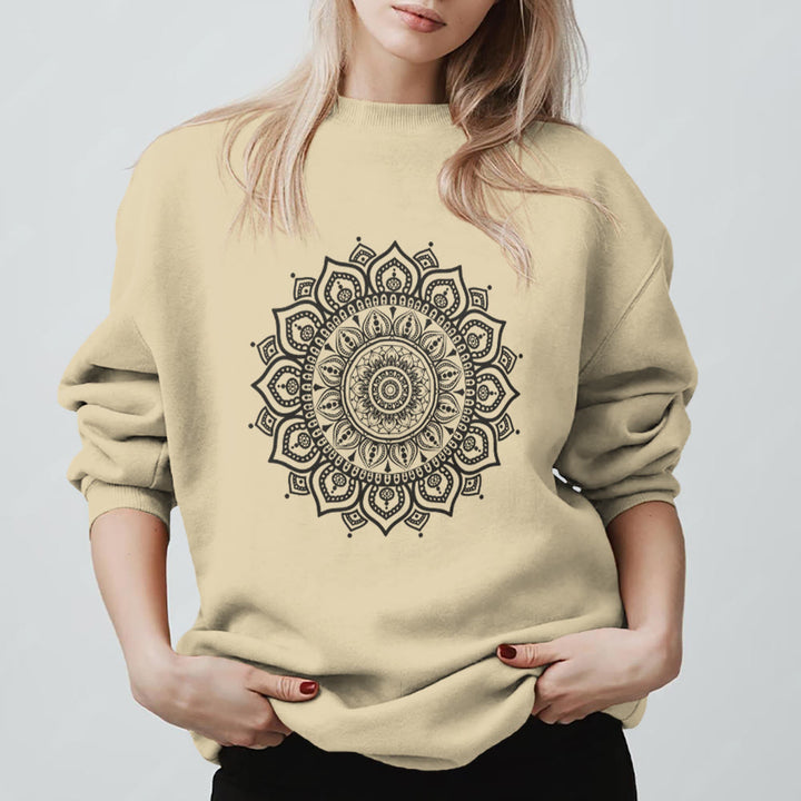 Olivenorma Zen Mandala Sacred Geometry Yoga Sweatshirt - LightYellow - 2XL - image 5