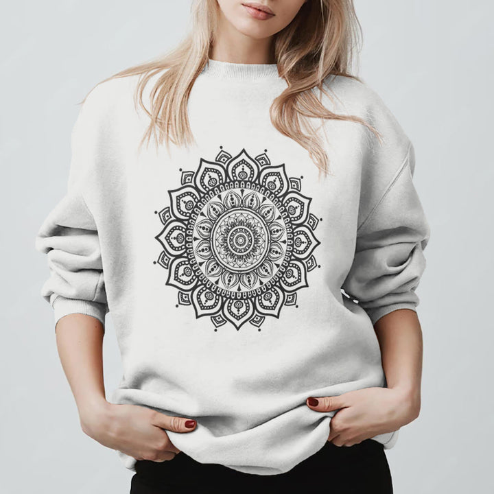 Olivenorma Zen Mandala Sacred Geometry Yoga Sweatshirt - White - 2XL - image 3
