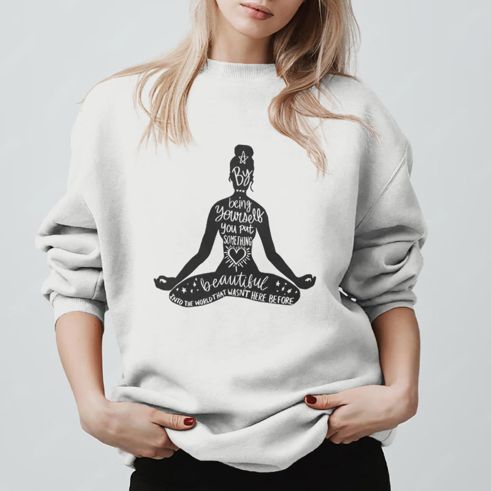 Olivenorma Mindful Balance Yoga Meditation Sweatshirt - White - 2XL - image 7