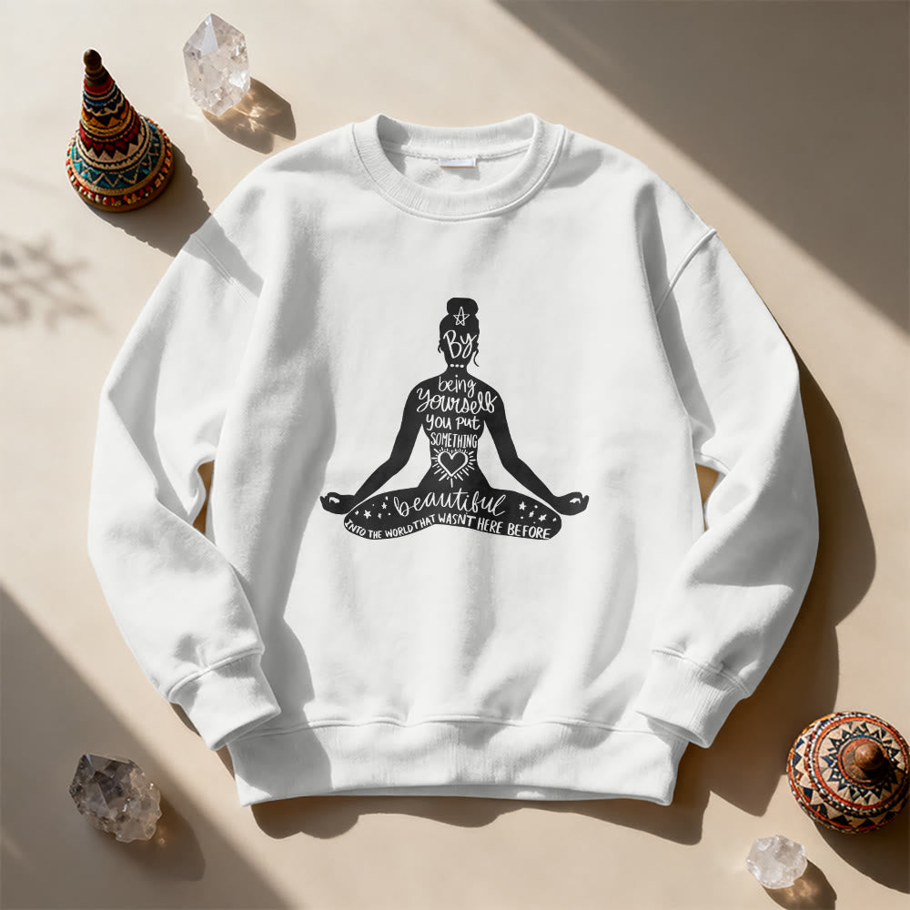 Olivenorma Mindful Balance Yoga Meditation Sweatshirt - White - 2XL - image 7