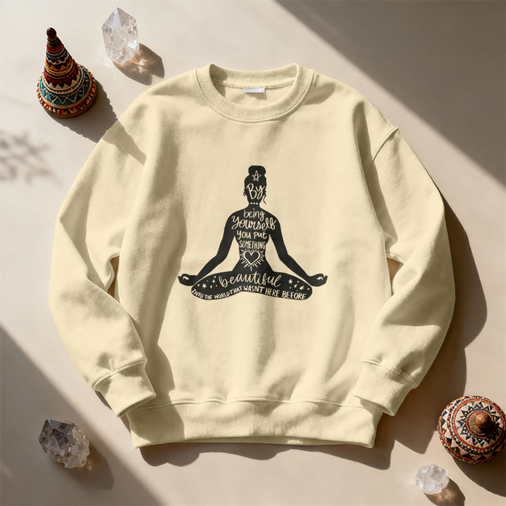 Olivenorma Mindful Balance Yoga Meditation Sweatshirt - LightYellow - 2XL - image 3