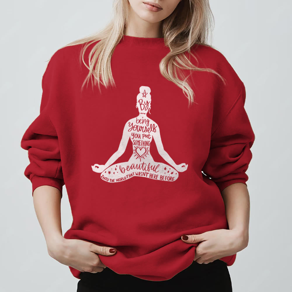 Olivenorma Mindful Balance Yoga Meditation Sweatshirt - Red - 2XL - image 5