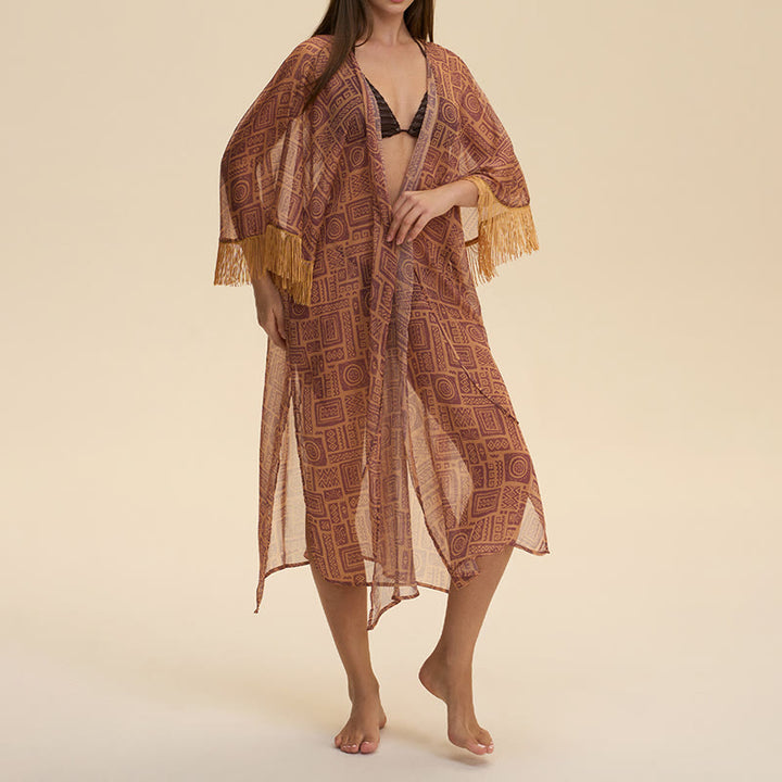 Olivenorma Summer Chiffon Beach Cover-Up Loose Fit Lightweight Women's Cardigan - image 4