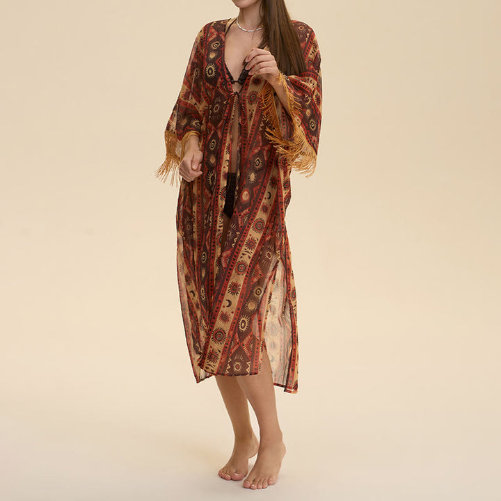 Olivenorma Summer Chiffon Beach Cover-Up Loose Fit Lightweight Women's Cardigan - Sun Tribe - image 6