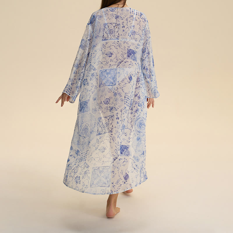 Olivenorma Women's Summer Autumn Breathable Loose Fit Chiffon Homewear Cardigan - image 5