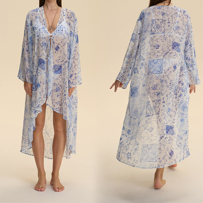 Olivenorma Women's Summer Autumn Breathable Loose Fit Chiffon Homewear Cardigan - image 3