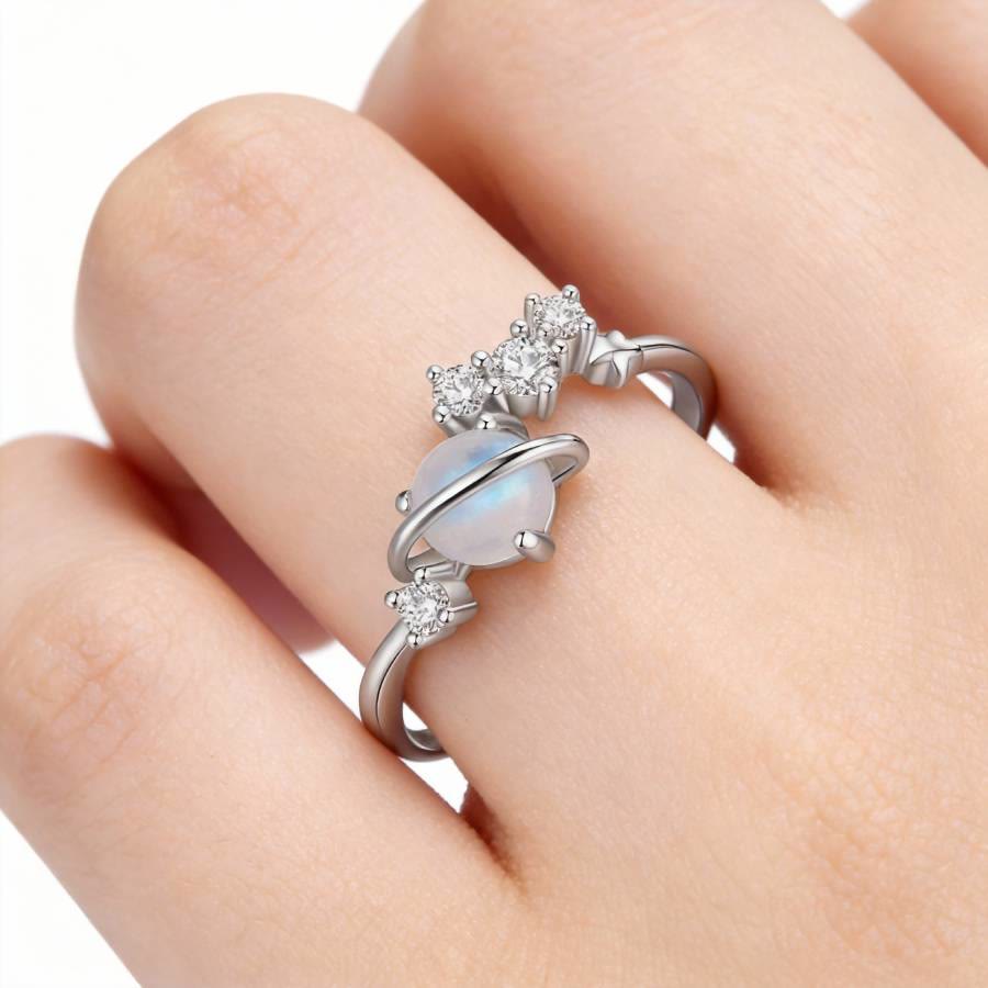 FREE Today: Special Universe Planet Female Moonstone Geometric Ring - image 1