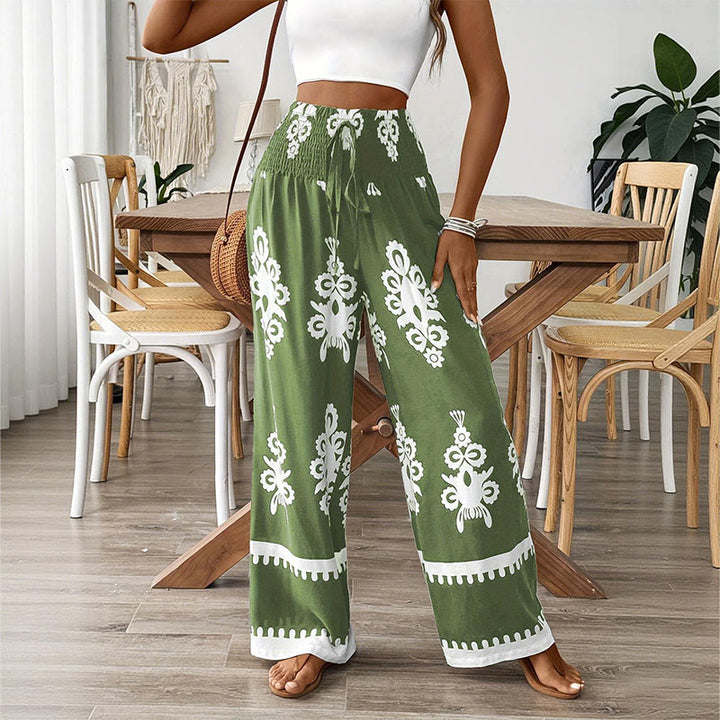 Olivenorma Women's Printed Loose Fit Casual Wide-Leg Comfortable Spring Summer Pants - Green - 2XL - image 5