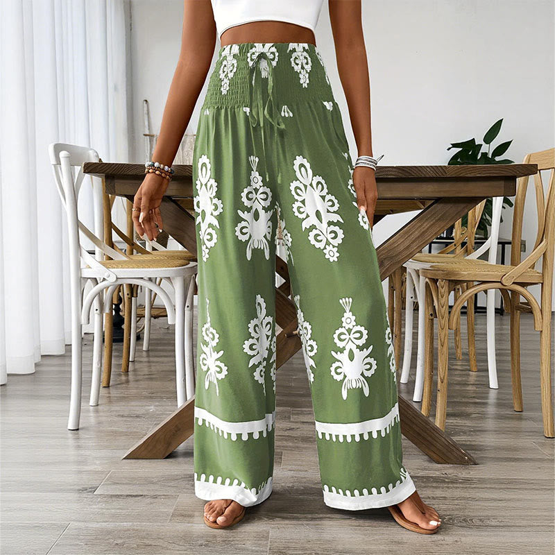 Olivenorma Women's Printed Loose Fit Casual Wide-Leg Comfortable Spring Summer Pants - image 4