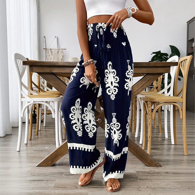 Olivenorma Women's Printed Loose Fit Casual Wide-Leg Comfortable Spring Summer Pants - image 3