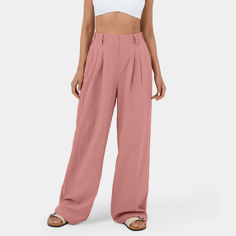 Olivenorma Women's High-Waist Relaxed Wide-Leg Casual Pants - Pink - 3XL - image 4