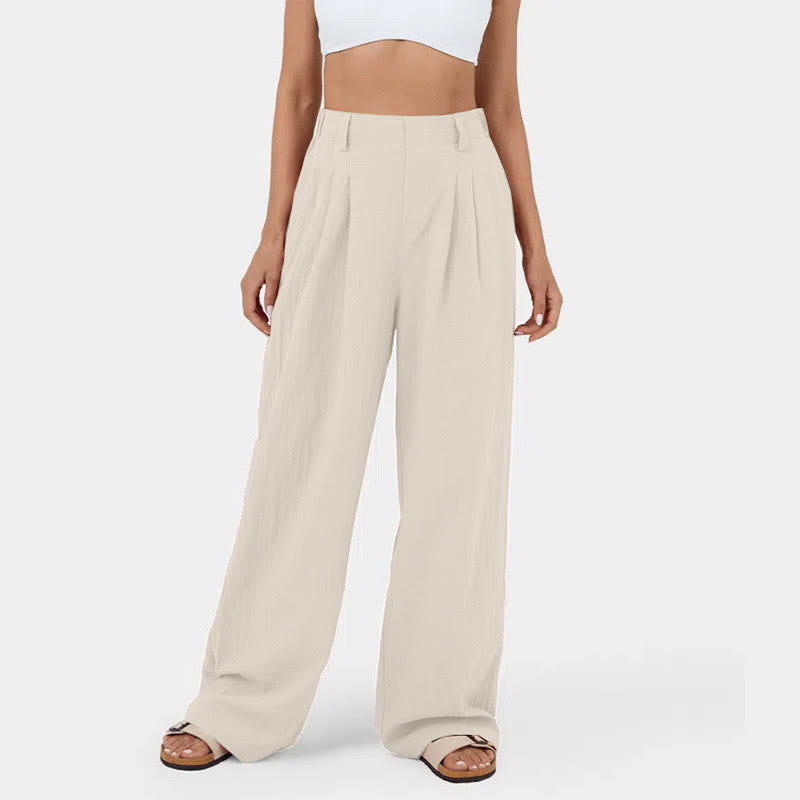 Olivenorma Women's High-Waist Relaxed Wide-Leg Casual Pants - Light Khaki - 3XL - image 14
