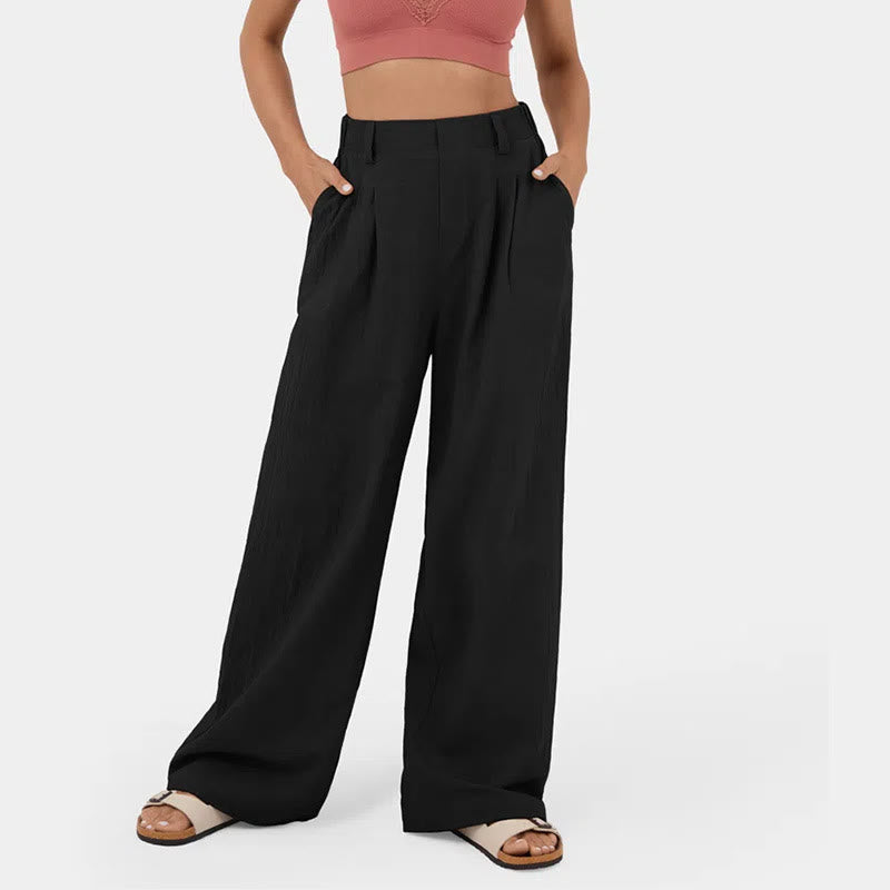 Olivenorma Women's High-Waist Relaxed Wide-Leg Casual Pants - Black - 3XL - image 0