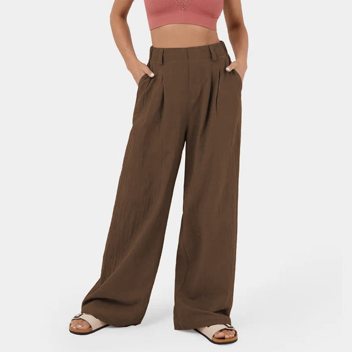 Olivenorma Women's High-Waist Relaxed Wide-Leg Casual Pants - Dark Brown - 3XL - image 24