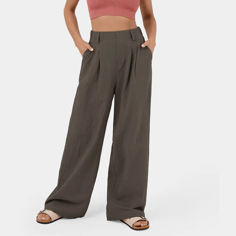 Olivenorma Women's High-Waist Relaxed Wide-Leg Casual Pants - Brown - 3XL - image 10