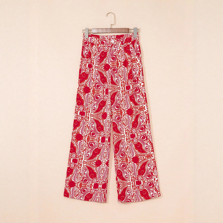 Olivenorma Women's Loose Fit Paisley Print High Waist Straight Leg Pants - image 0