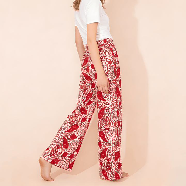 Olivenorma Women's Loose Fit Paisley Print High Waist Straight Leg Pants - image 4