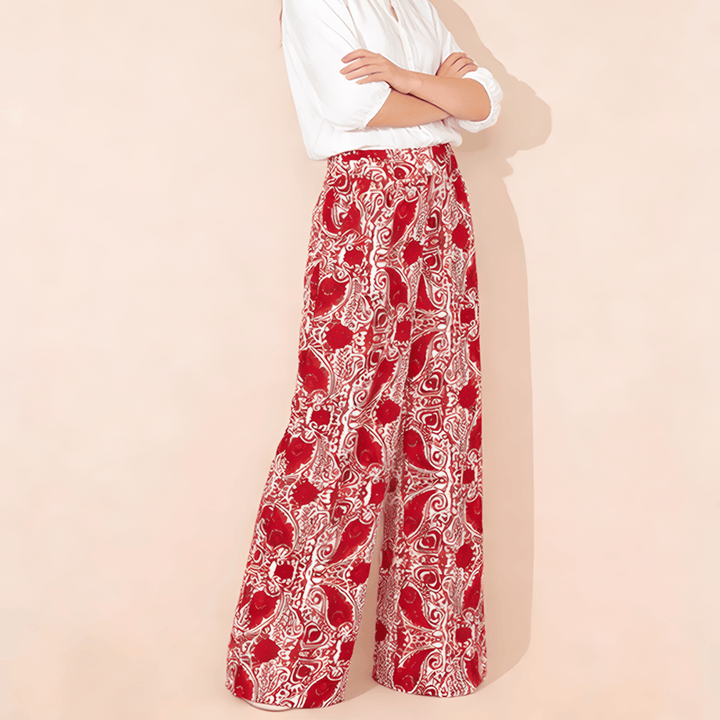 Olivenorma Women's Loose Fit Paisley Print High Waist Straight Leg Pants - image 2
