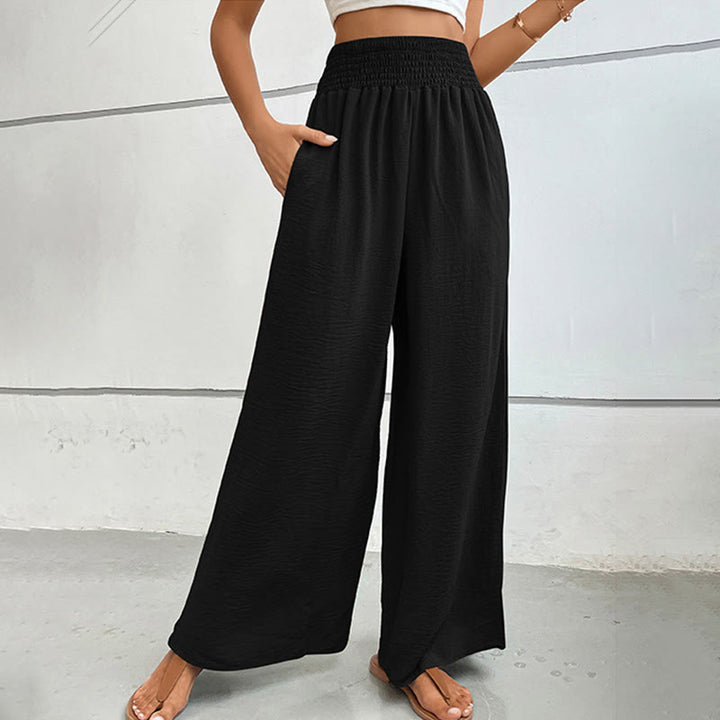 Olivenorma Summer Casual High-Waist Loose Fit Wide-Leg Elastic Waist Pants - image 3