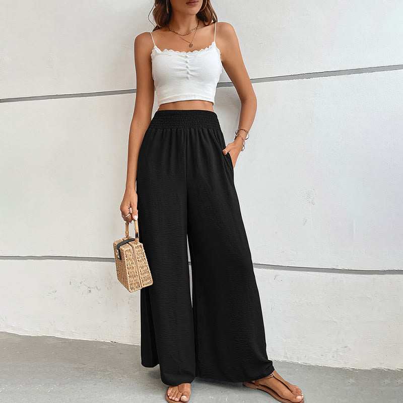 Olivenorma Summer Casual High-Waist Loose Fit Wide-Leg Elastic Waist Pants - image 2