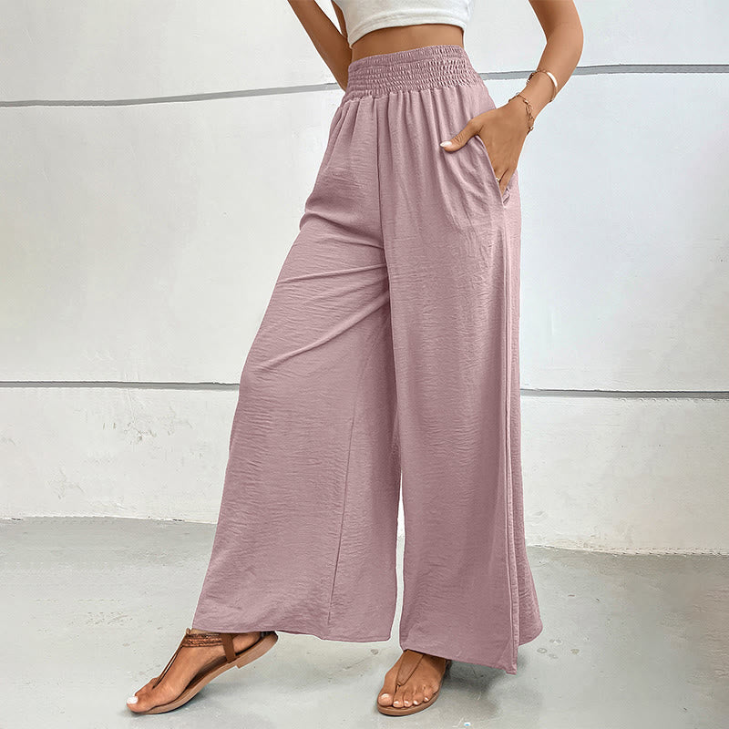 Olivenorma Summer Casual High-Waist Loose Fit Wide-Leg Elastic Waist Pants - image 49