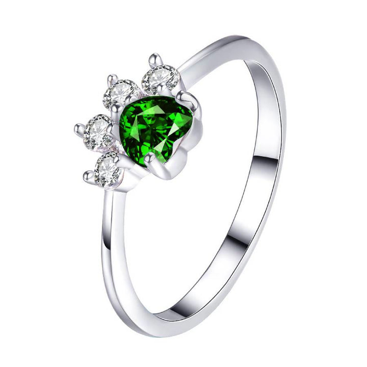 FREE Today: Heart Shaped Opal Zircon Cute Dog Paw Ring - Emerald Zircon - US 13 - image 20