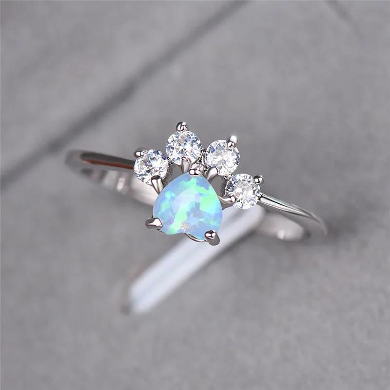 FREE Today: Heart Shaped Opal Zircon Cute Dog Paw Ring - image 2