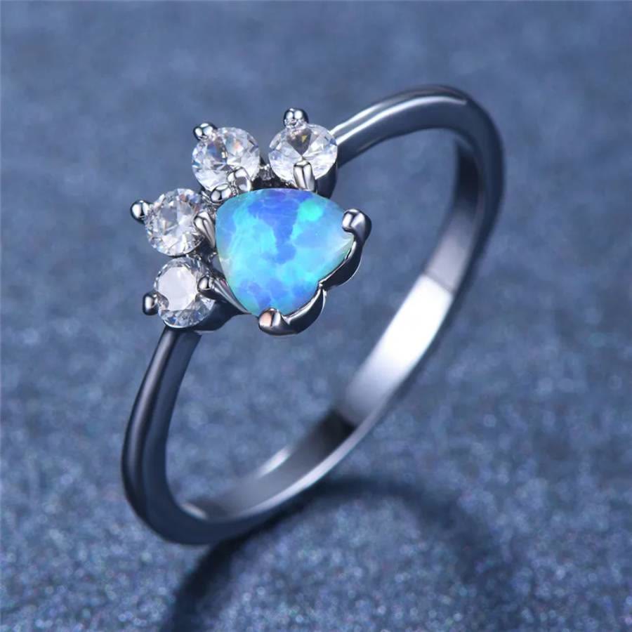 FREE Today: Heart Shaped Opal Zircon Cute Dog Paw Ring - image 5