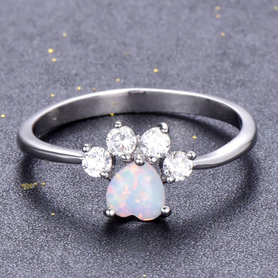 FREE Today: Heart Shaped Opal Zircon Cute Dog Paw Ring - image 10