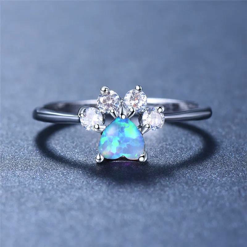 FREE Today: Heart Shaped Opal Zircon Cute Dog Paw Ring - image 4